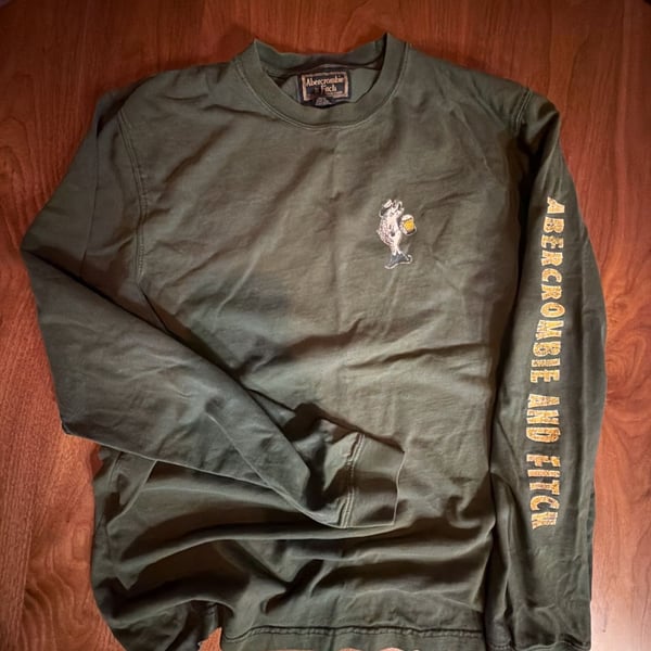 Abercrombie & Fitch Long Sleeve Graphic T-Shirt Size XL Green Large Mouth