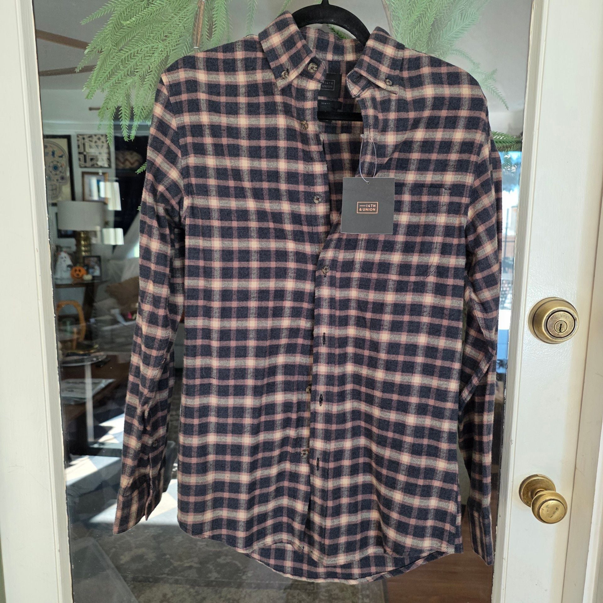 14th & Union Plaid Flannel Shirt Mens Size S Trim Fit 2
