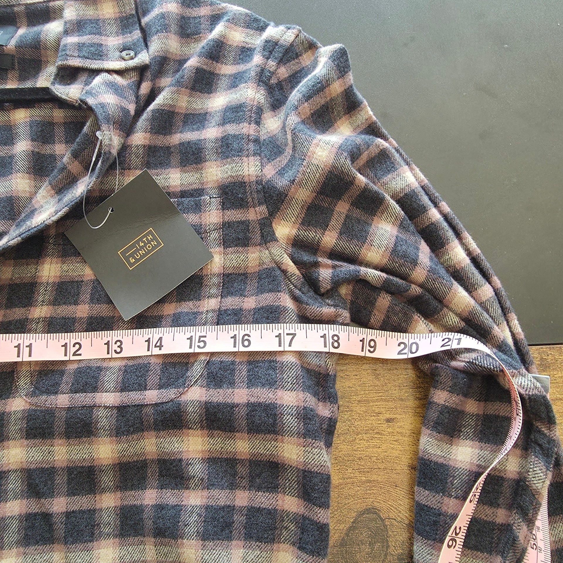 14th & Union Plaid Flannel Shirt Mens Size S Trim Fit 5