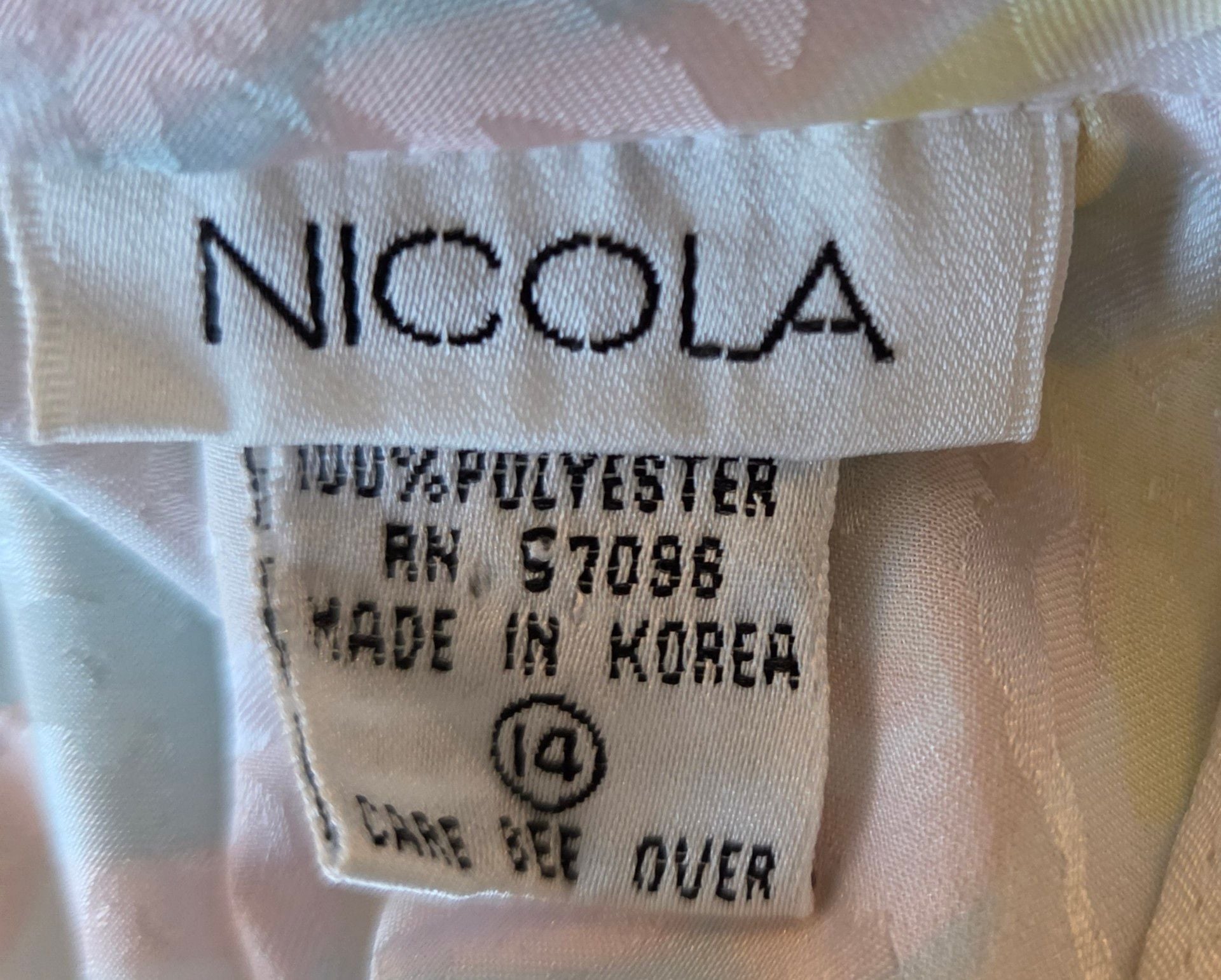 Nicola Secretary Blouse Size 14 Pastel Floral Satin Jacquard 3