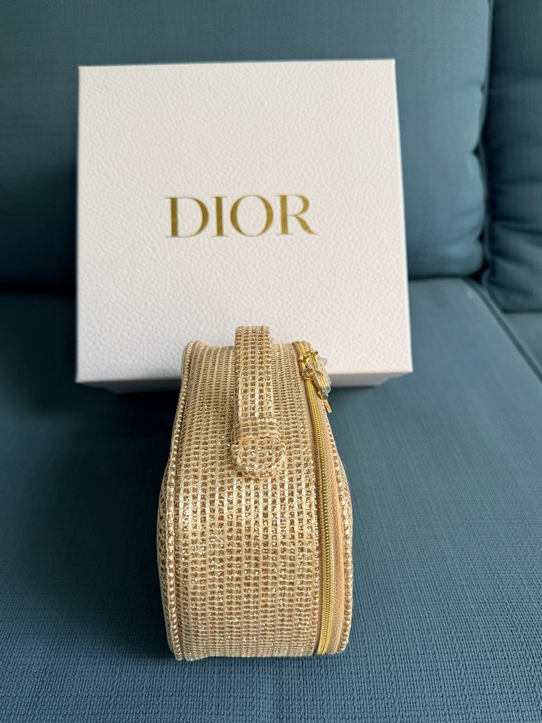 Dior Gold Makeup Pouch Clutch Bag Limited Edition Holiday Christmas 6