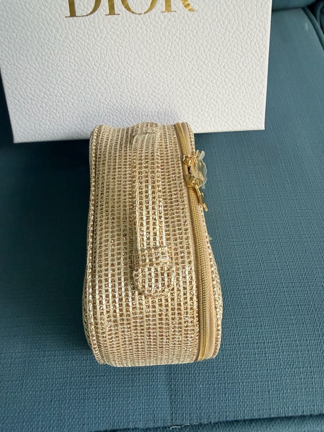 Dior Gold Makeup Pouch Clutch Bag Limited Edition Holiday Christmas 7