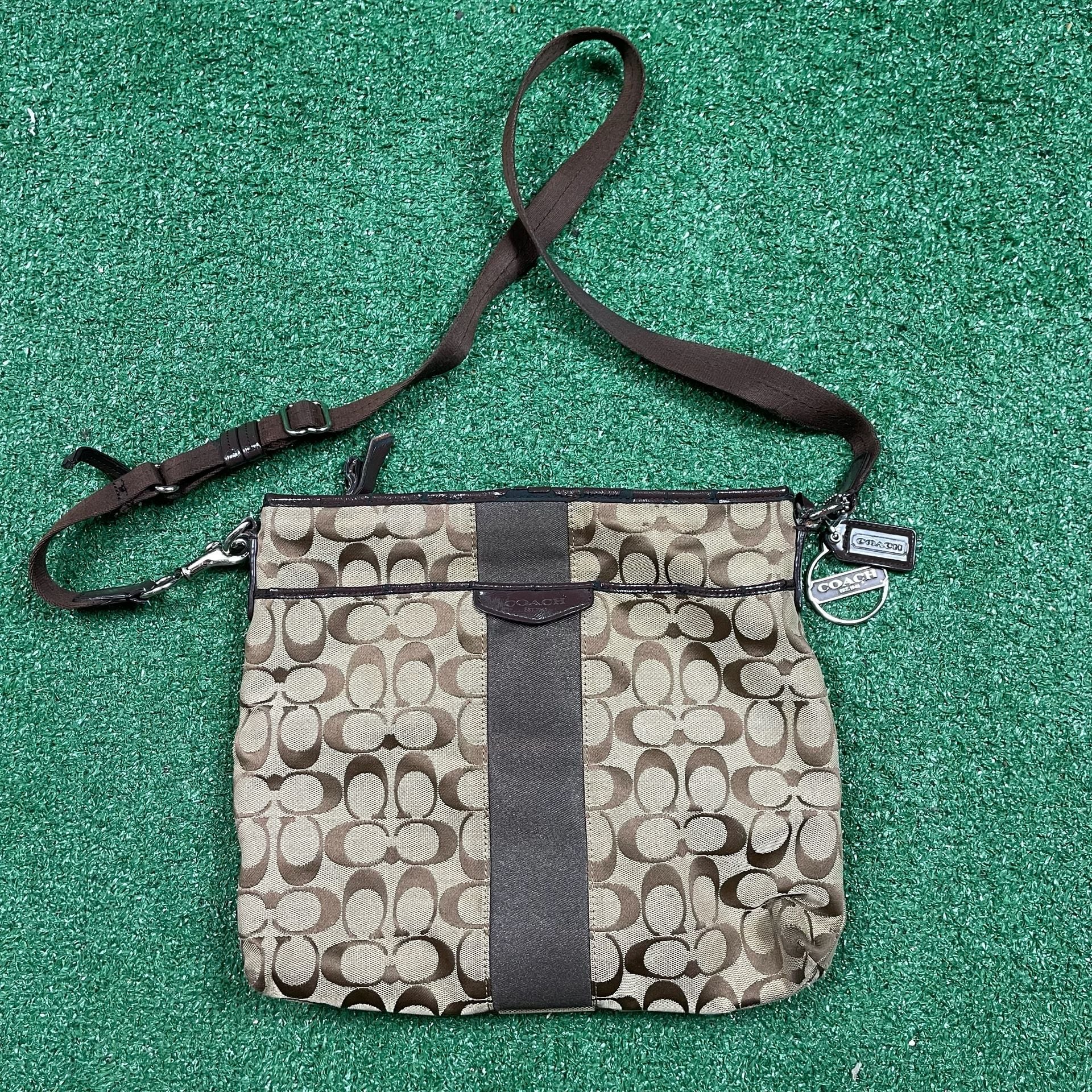 Coach Signature C Brown Canvas Crossbody Bag 2