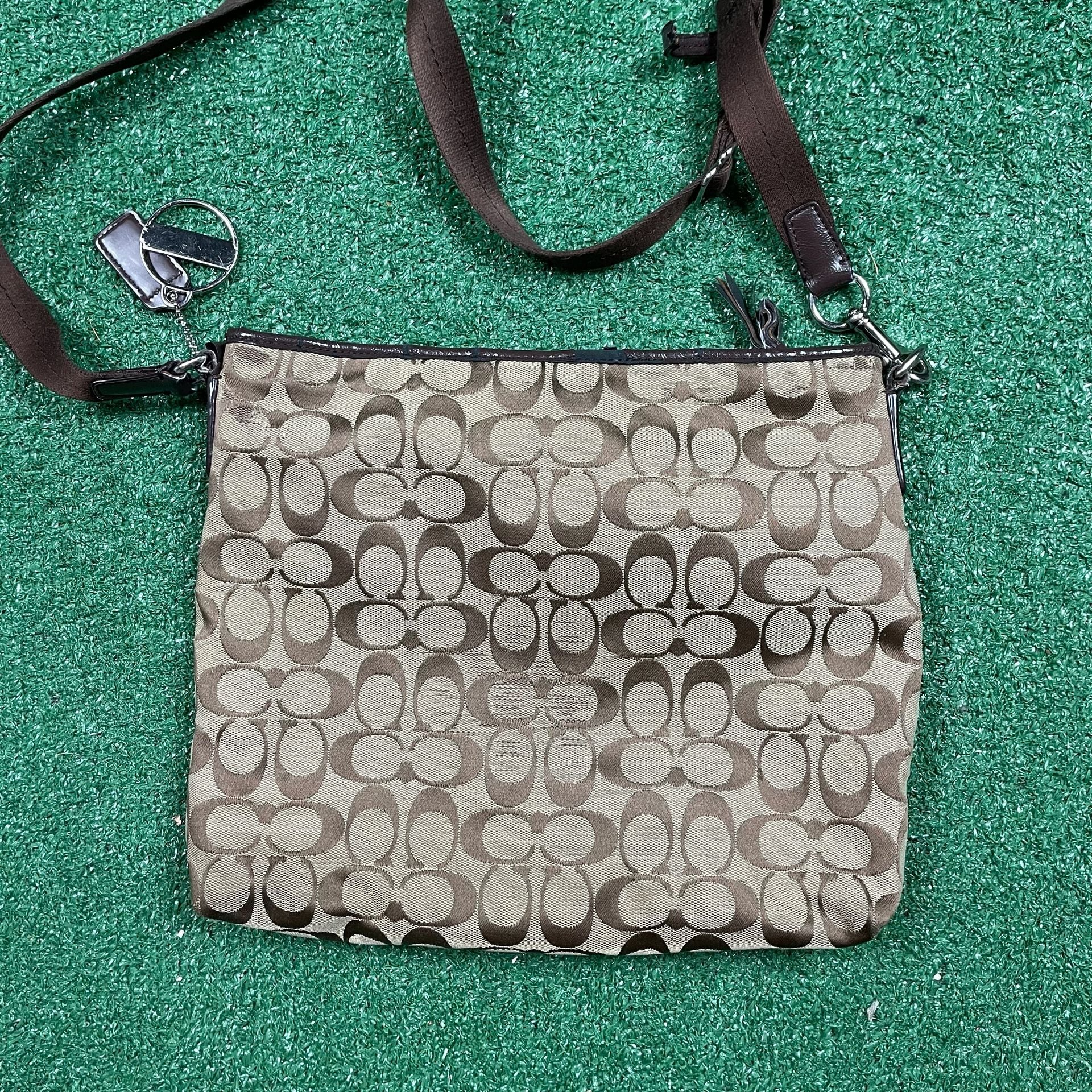 Coach Signature C Brown Canvas Crossbody Bag 4