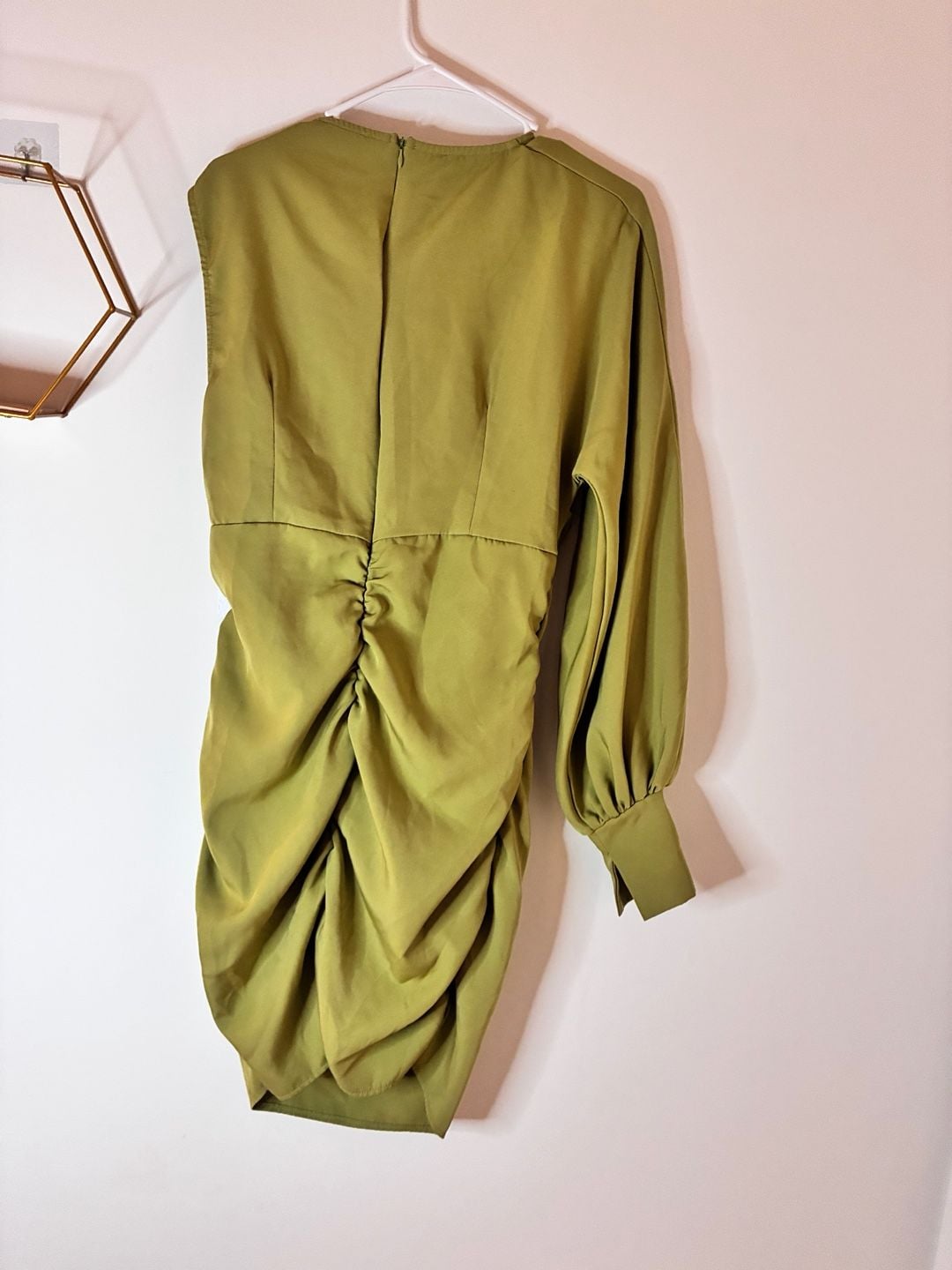 PrettyLittleThing Olive Green One Shoulder Ruched Mini Dress Size 12 4