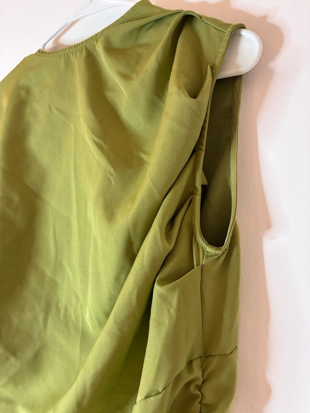 PrettyLittleThing Olive Green One Shoulder Ruched Mini Dress Size 12 5