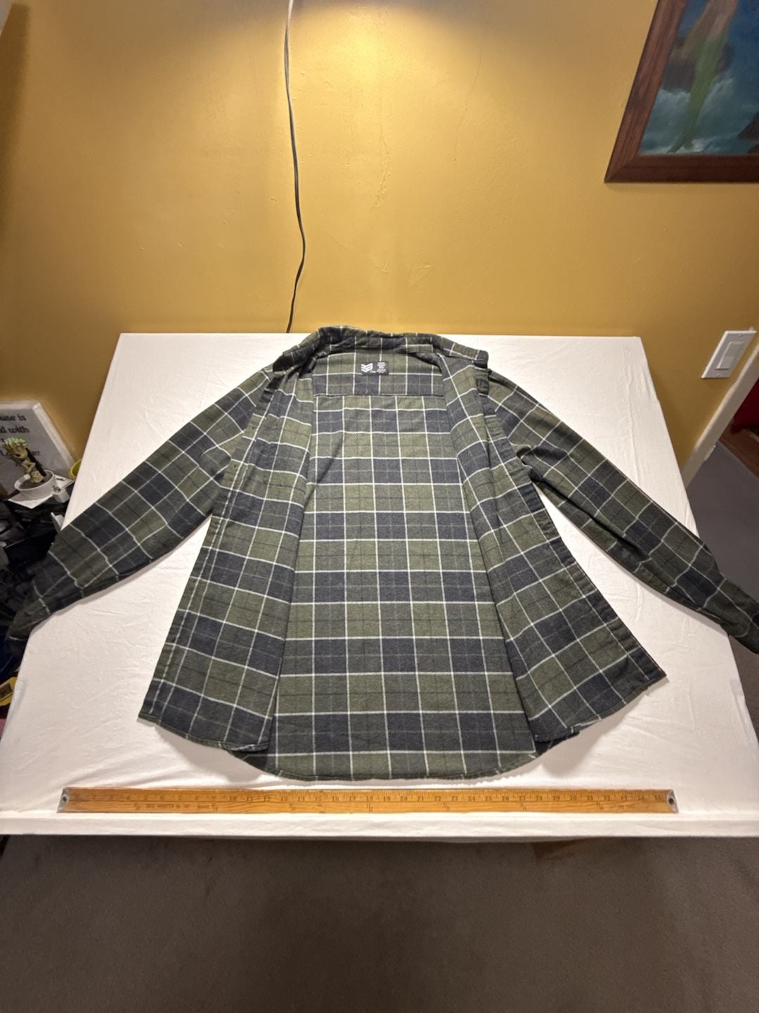 Ronin Factory Plaid Flannel Shirt X-Large Green Gray Long Sleeve Button Up 3
