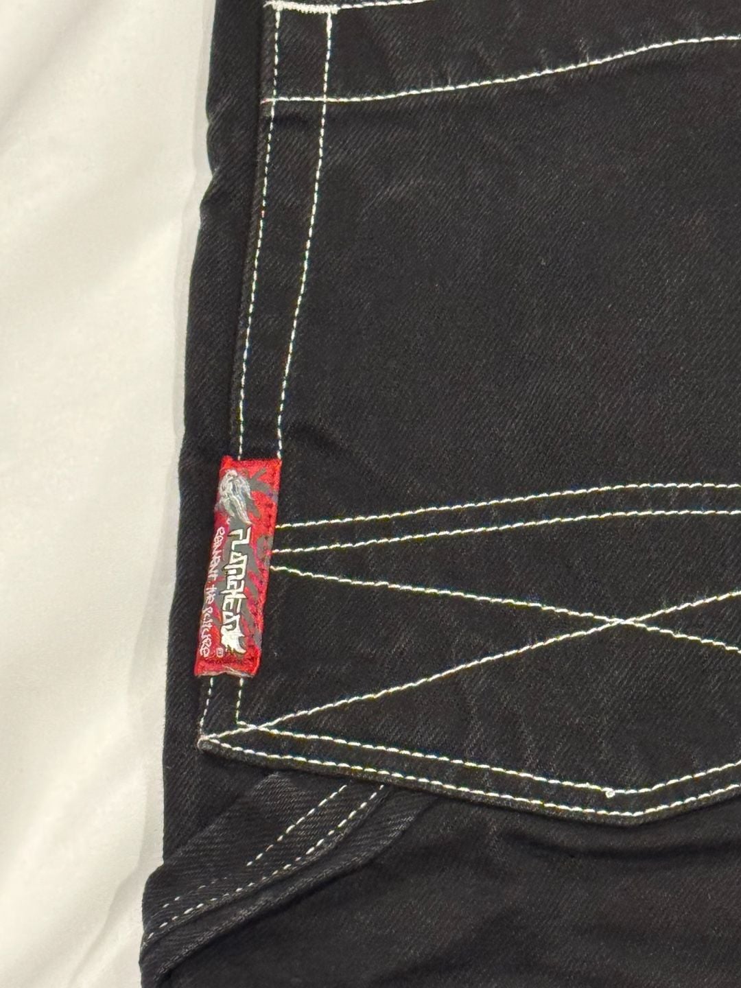 Rare Vintage Flamehead Baggy Denim Jeans 2000s Y2K Black Youth Boys JNCO 10