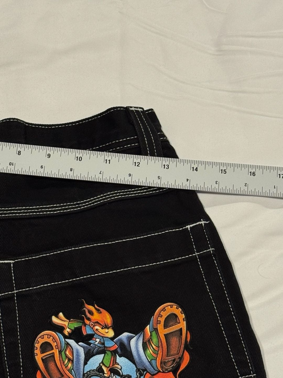 Rare Vintage Flamehead Baggy Denim Jeans 2000s Y2K Black Youth Boys JNCO 12