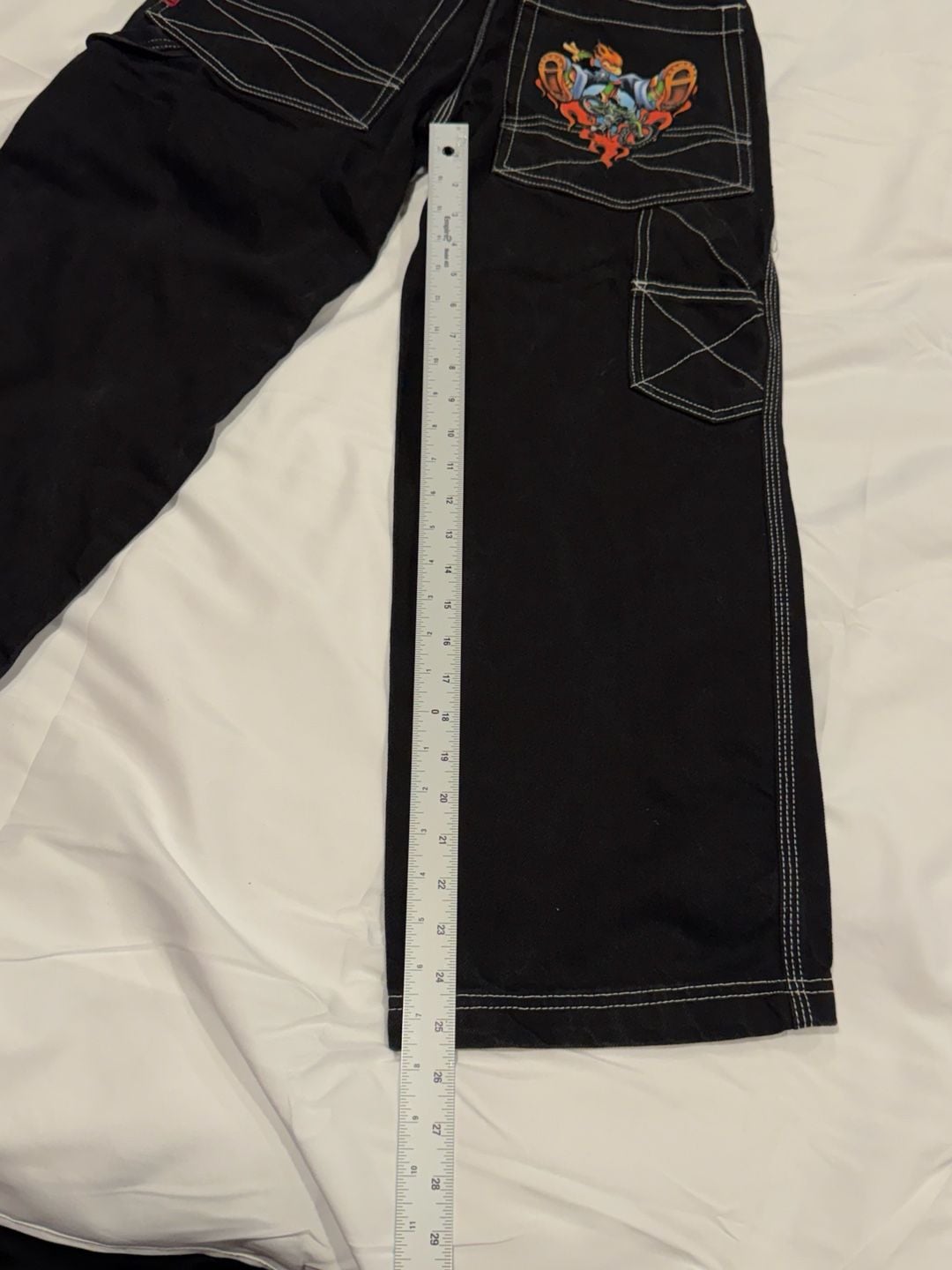 Rare Vintage Flamehead Baggy Denim Jeans 2000s Y2K Black Youth Boys JNCO 14