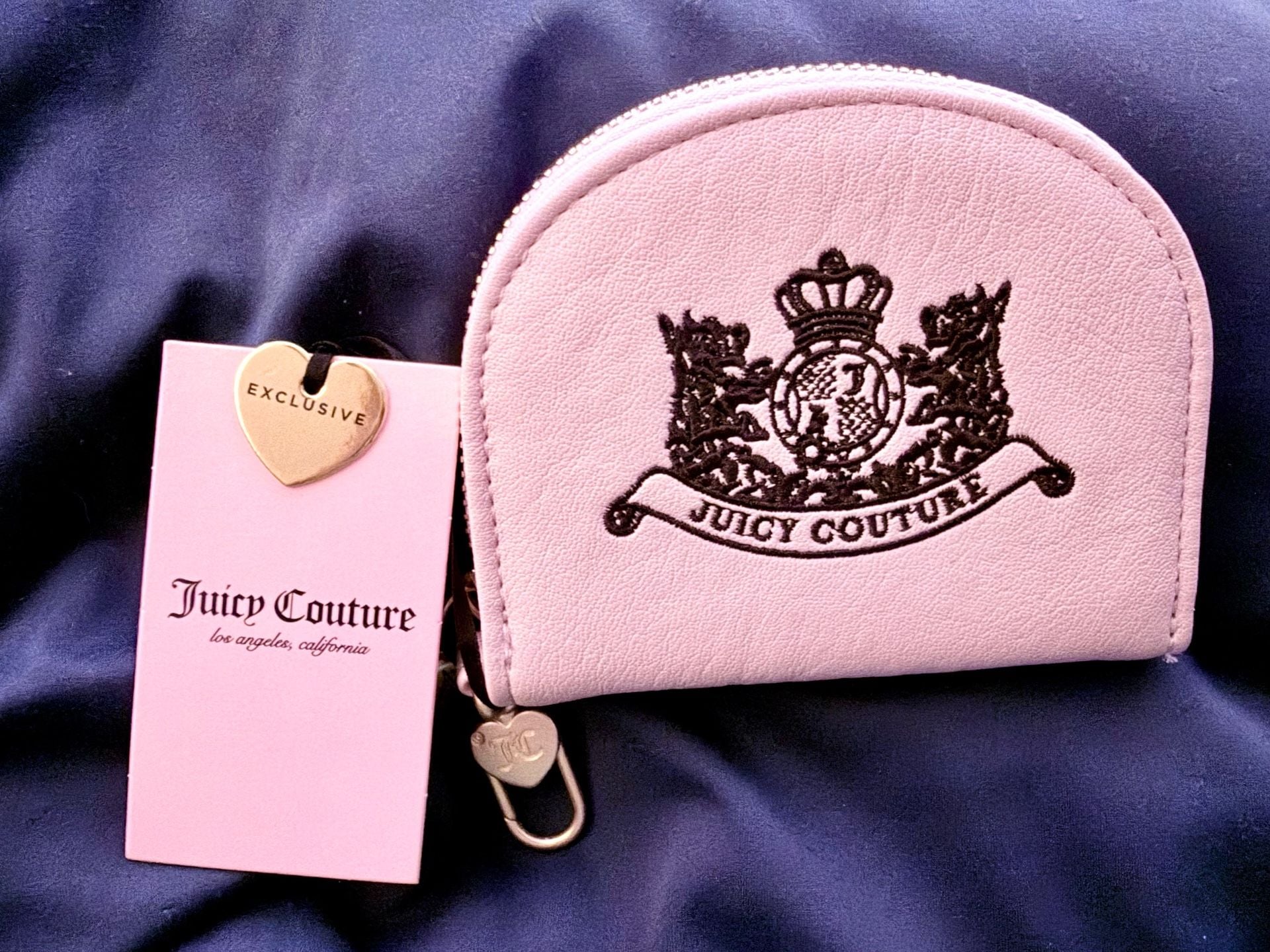 Juicy Couture Half Moon Zip Wallet Pink Crest Logo 2