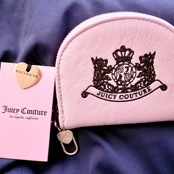 Juicy Couture Half Moon Zip Wallet Pink Crest Logo