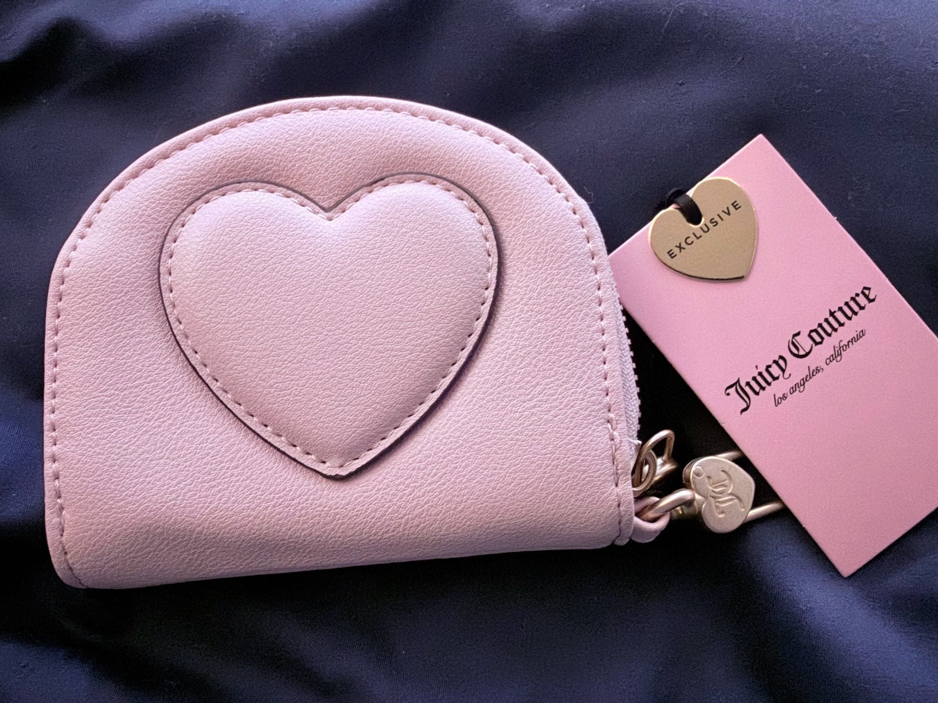 Juicy Couture Half Moon Zip Wallet Pink Crest Logo 3