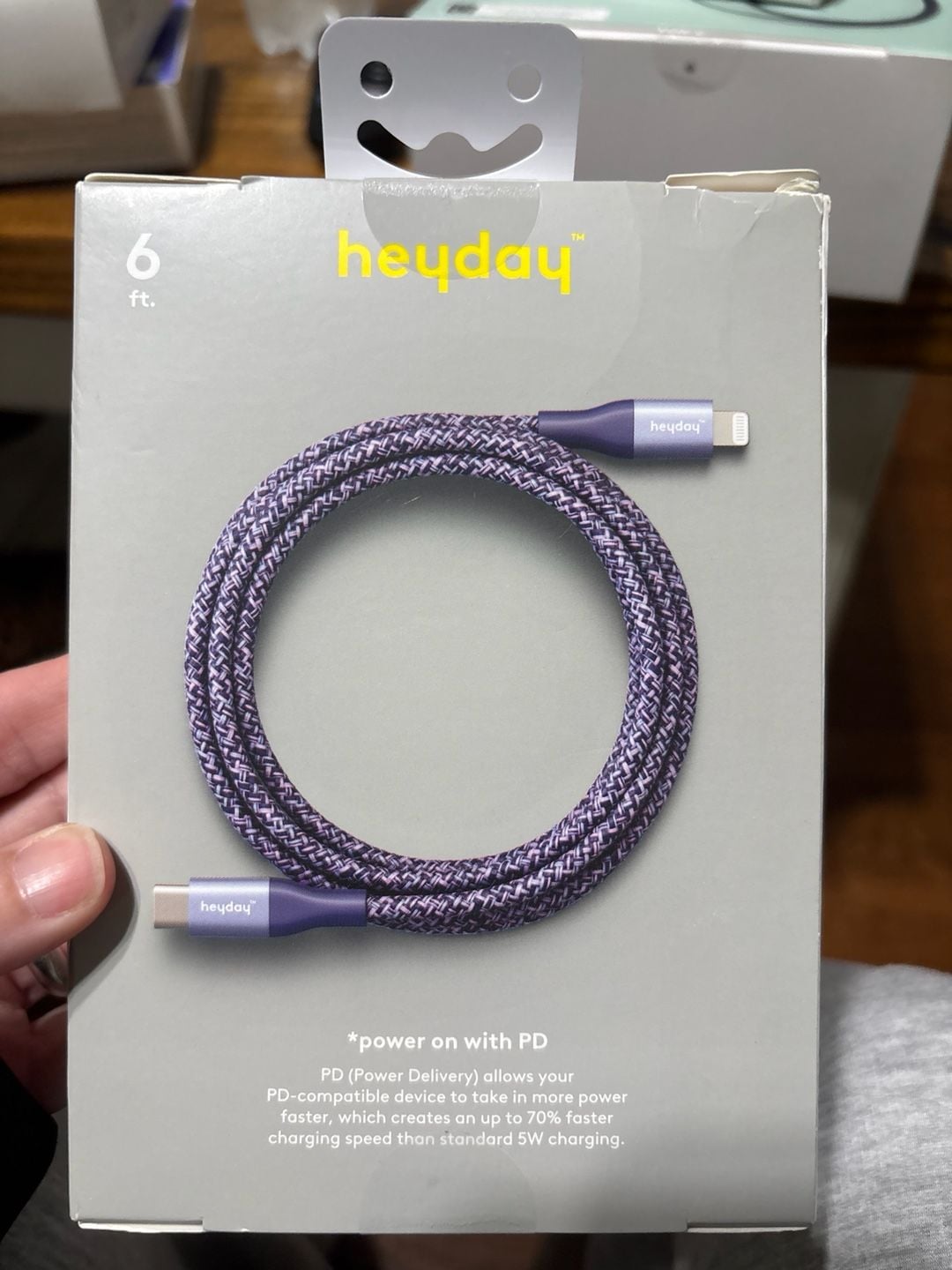 Heyday Fast Charging Cable Size 6 Ft Purple Braided 2