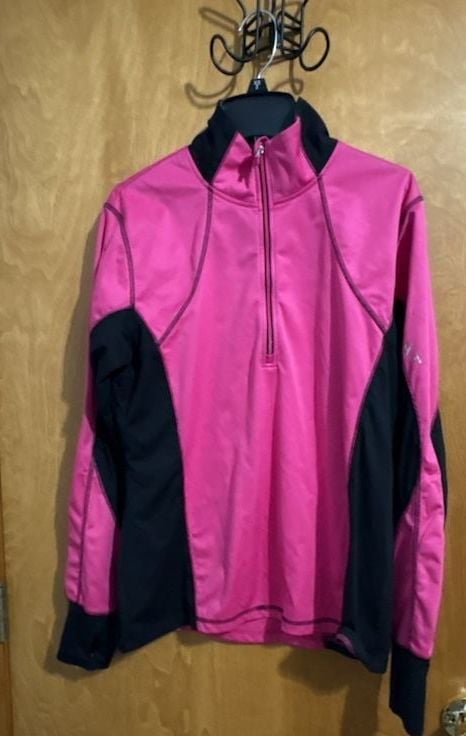 Ariat 1/4 Zip Pullover Size Large Pink Black Cold Series Activewear 2