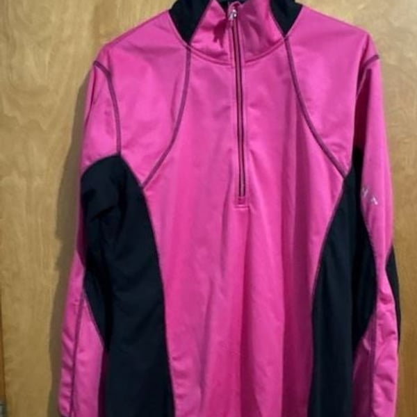 Ariat 1/4 Zip Pullover Size Large Pink Black Cold Series Activewear