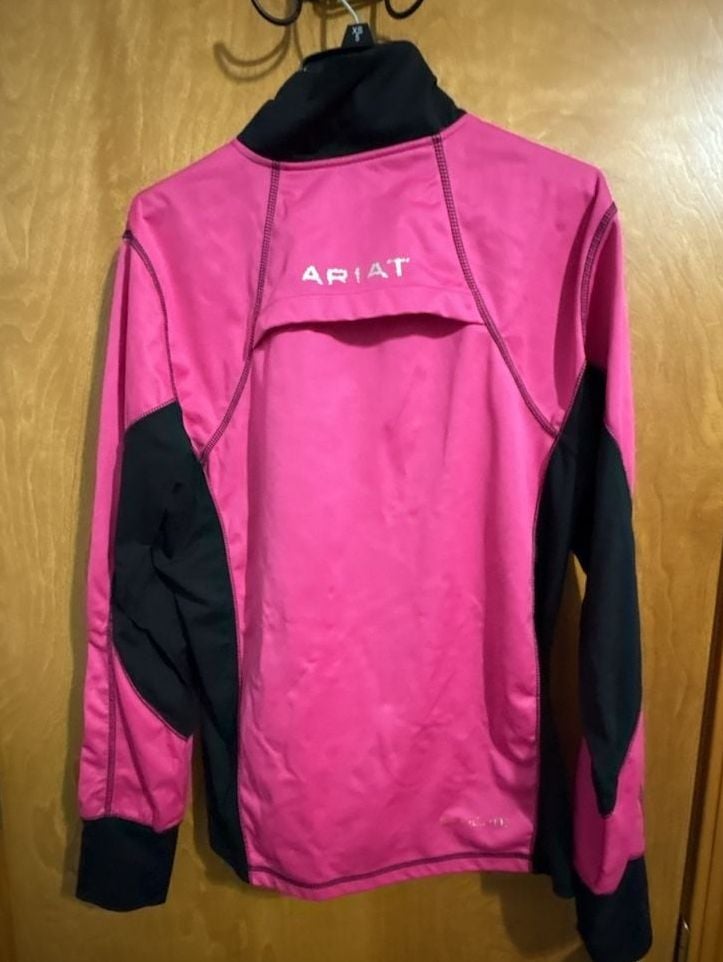 Ariat 1/4 Zip Pullover Size Large Pink Black Cold Series Activewear 3