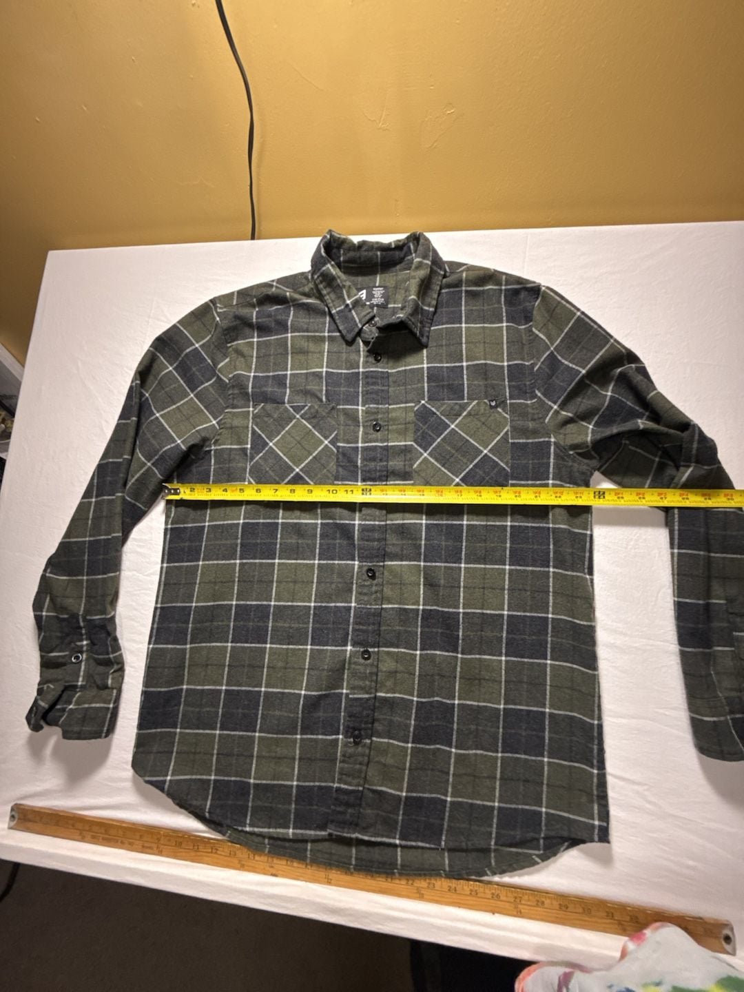 Ronin Factory Plaid Flannel Shirt X-Large Green Gray Long Sleeve Button Up 5