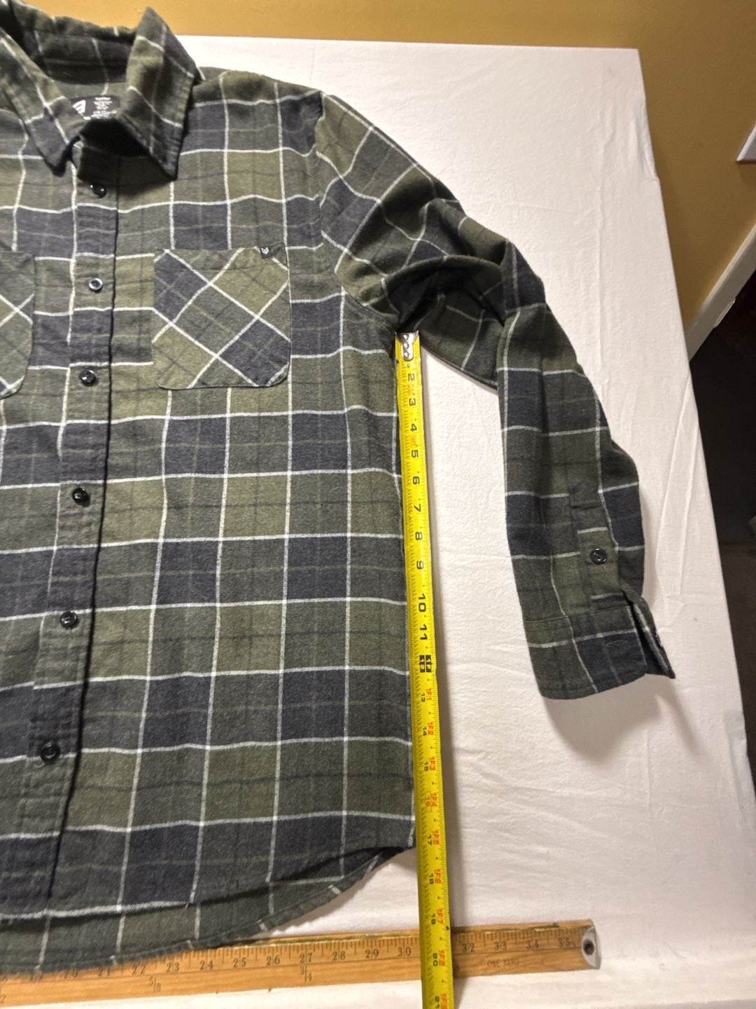 Ronin Factory Plaid Flannel Shirt X-Large Green Gray Long Sleeve Button Up 6