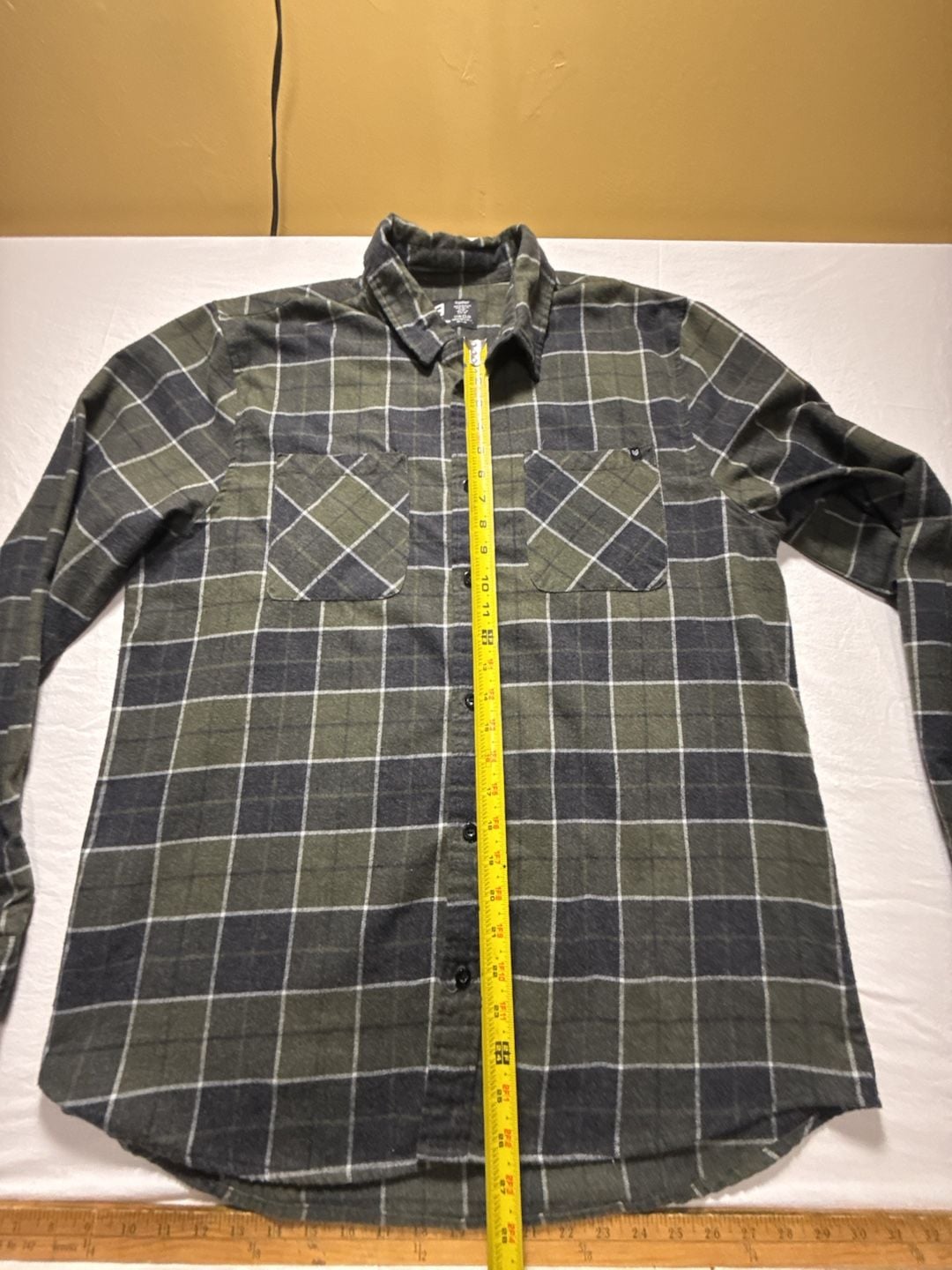 Ronin Factory Plaid Flannel Shirt X-Large Green Gray Long Sleeve Button Up 7