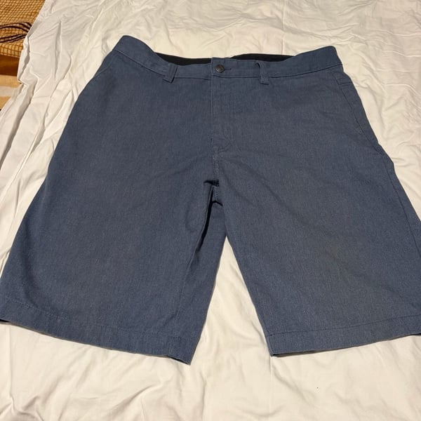 Volcom Chino Shorts Size 33 Blue Flat Front Casual. 0002
