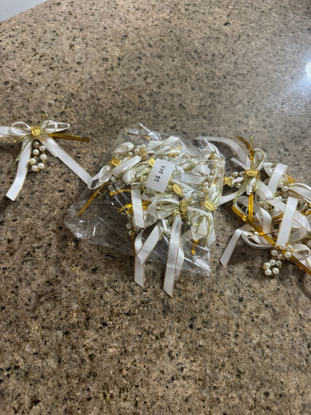 Satin Ribbon Rosary Baptism Favors 16 Pcs 3