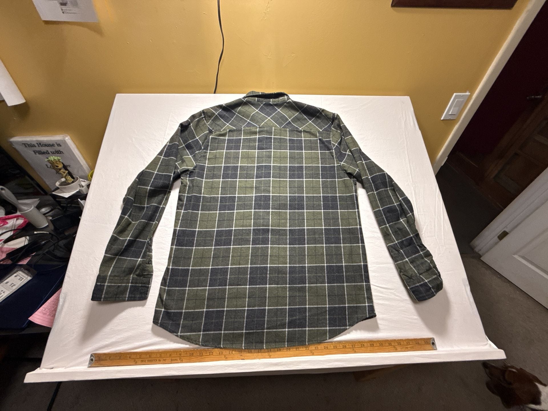 Ronin Factory Plaid Flannel Shirt X-Large Green Gray Long Sleeve Button Up 9
