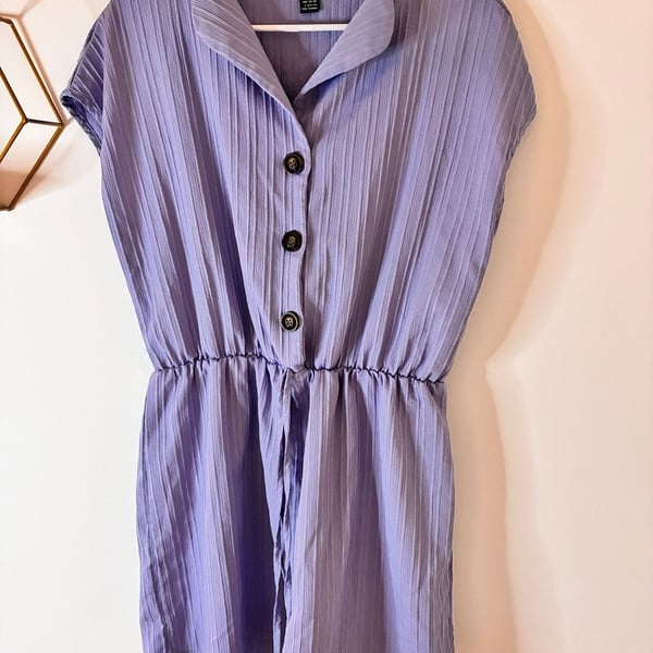 SHEIN Lavender Purple Button Front Drawstring Romper Size Large