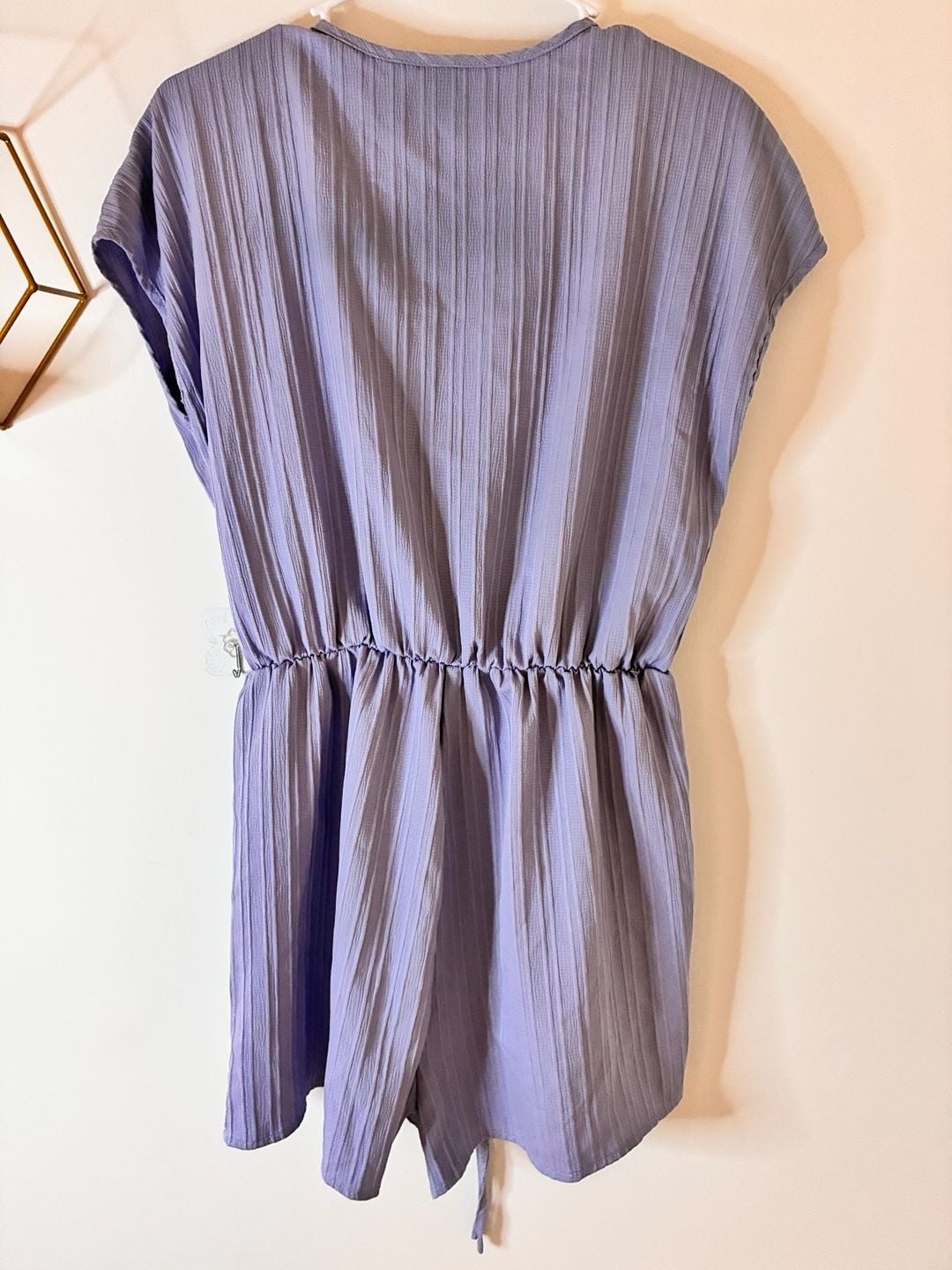 SHEIN Lavender Purple Button Front Drawstring Romper Size Large 3