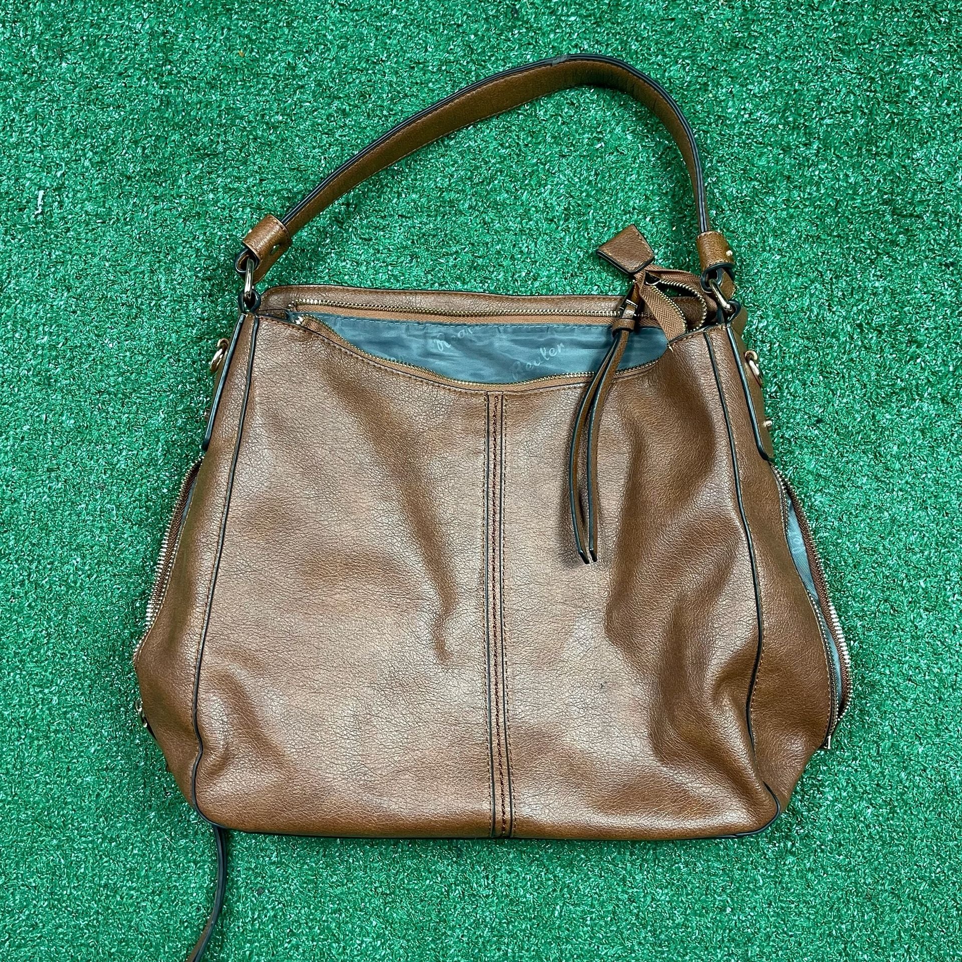 Realer Hobo Shoulder Bag Vegan Leather Brown 2