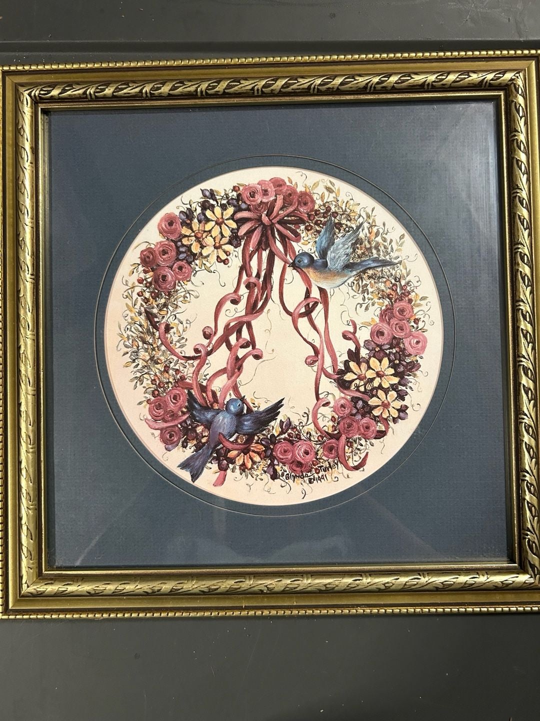 Glynda Turley Framed Floral Wreath Art Print 1991 1