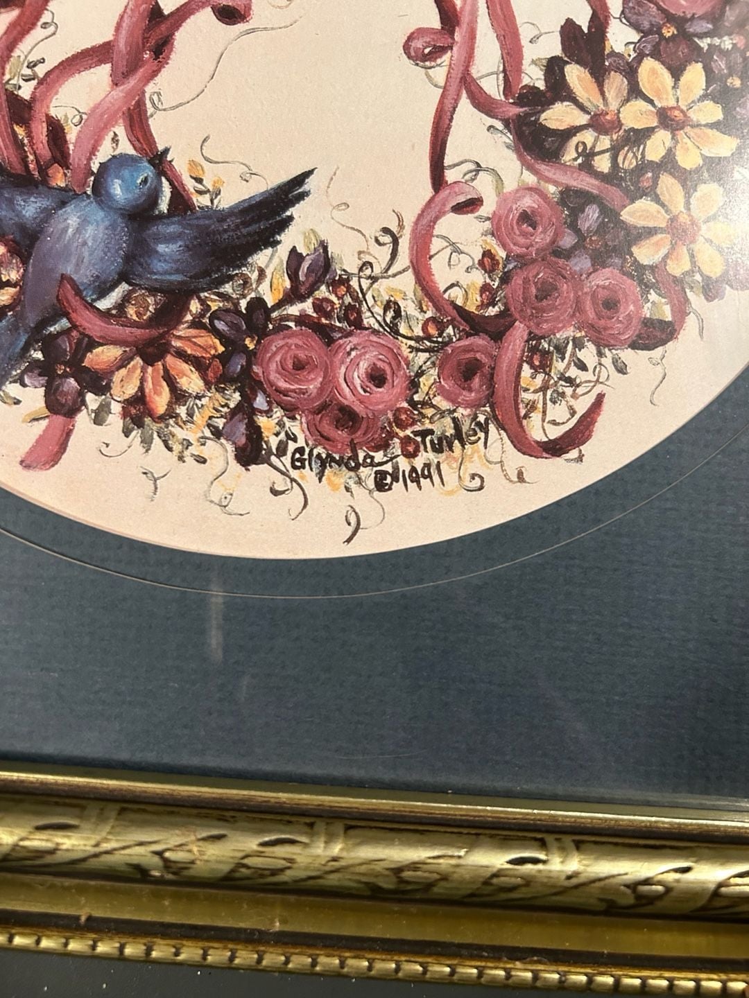 Glynda Turley Framed Floral Wreath Art Print 1991 2