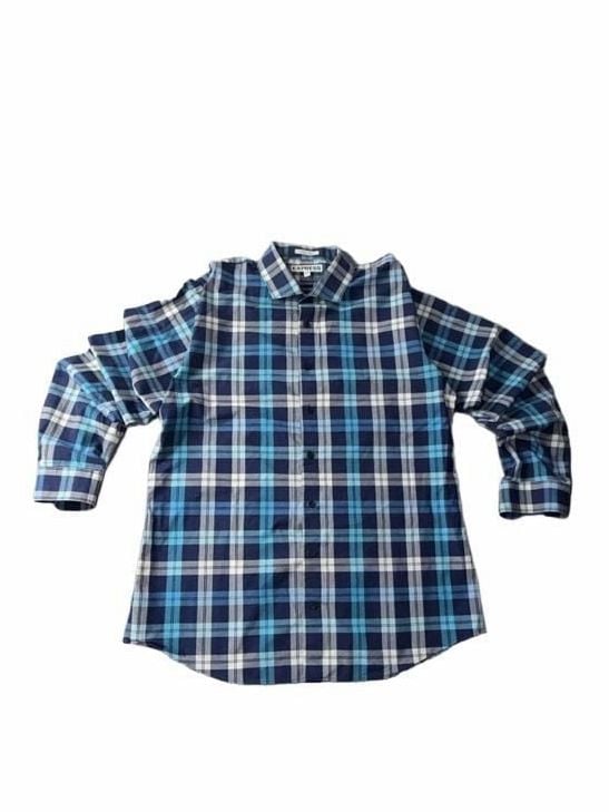 Express Extra Slim Fit Plaid Shirt Size XL 17-17.5 Blue Long Sleeve 2