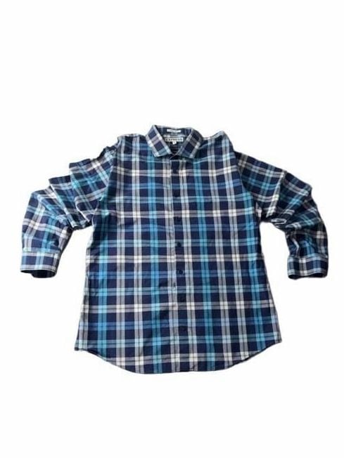 Express Extra Slim Fit Plaid Shirt Size XL 17-17.5 Blue Long Sleeve 4