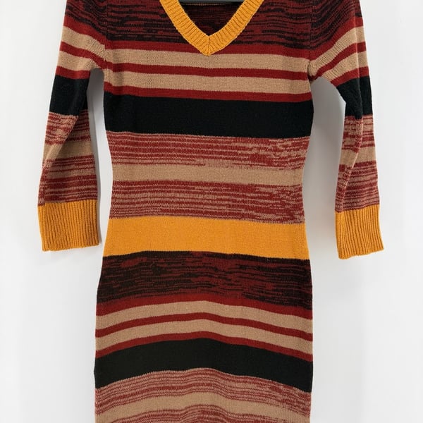 Derek Heart Striped Knit Sweater Dress Small Fall Y2K Boho