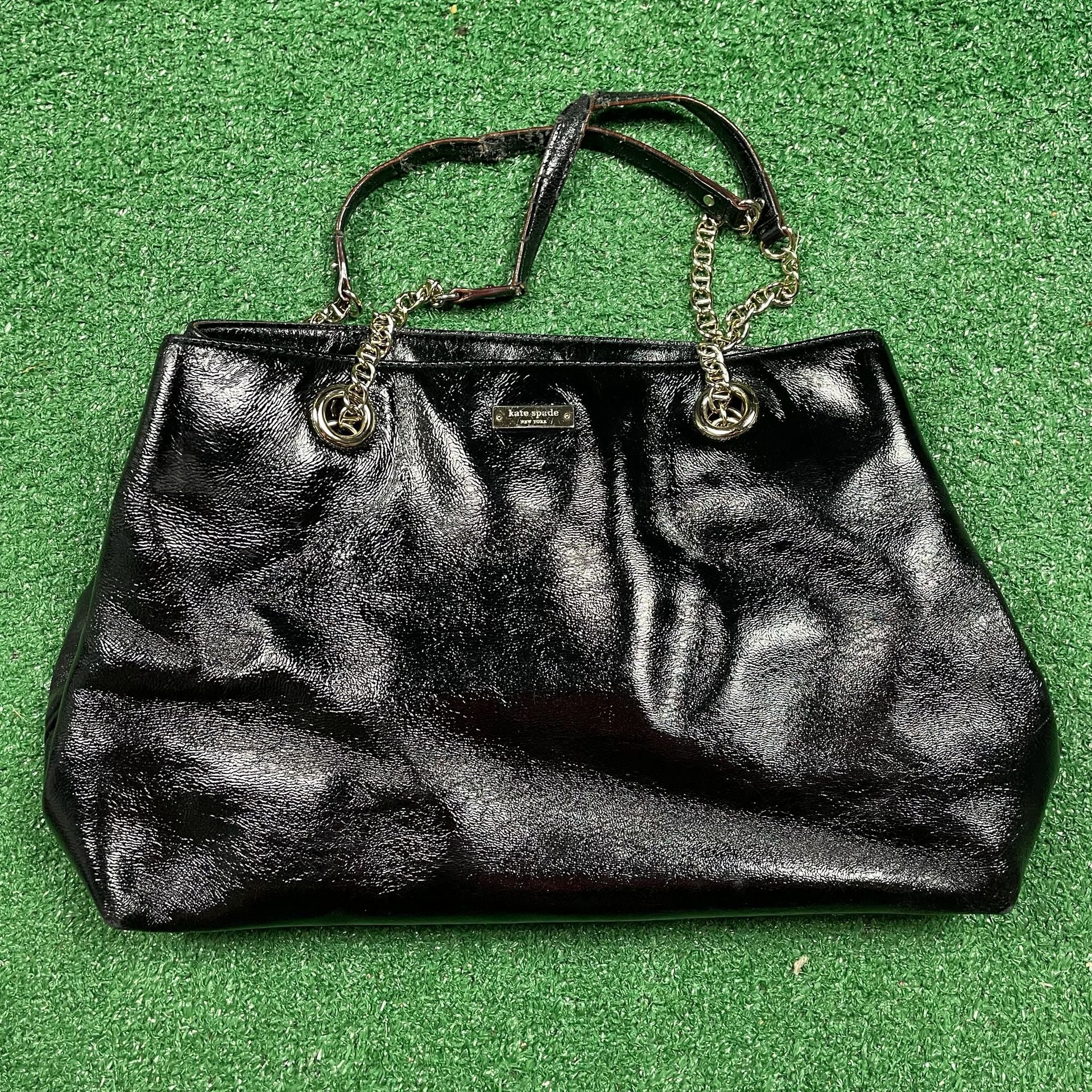 Kate Spade Patent Leather Chain-Link Tote Black 2