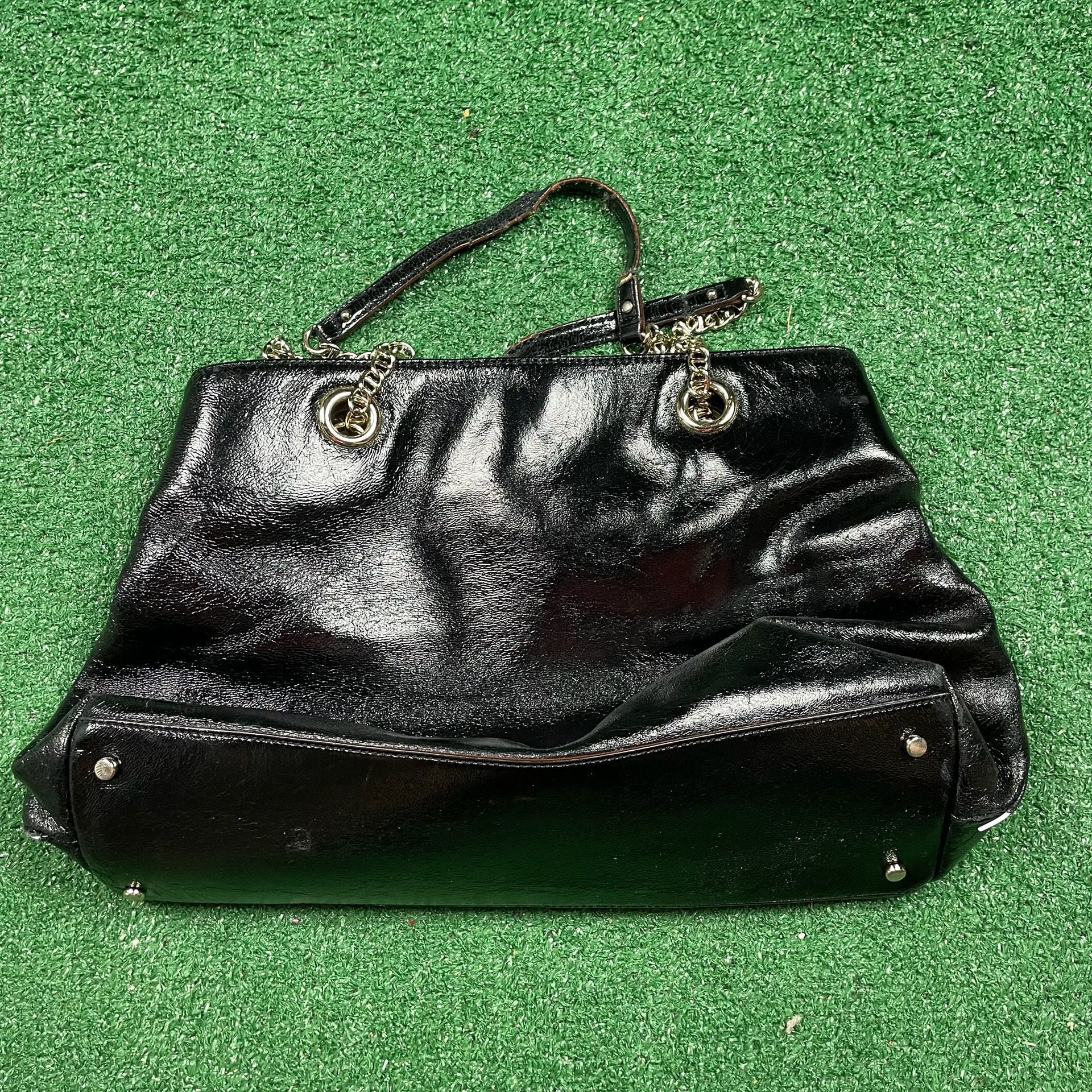Kate Spade Patent Leather Chain-Link Tote Black 4