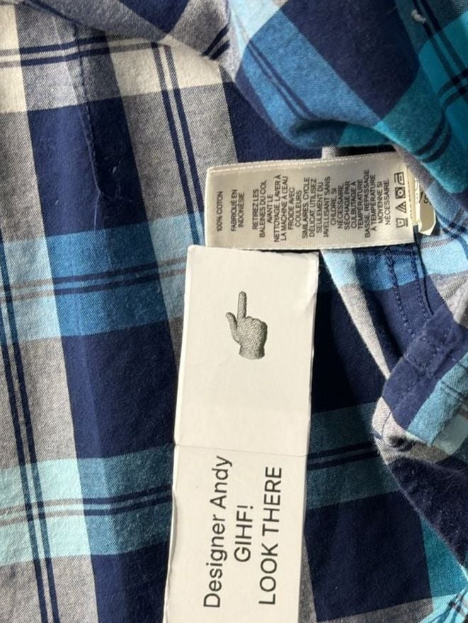 Express Extra Slim Fit Plaid Shirt Size XL 17-17.5 Blue Long Sleeve 9