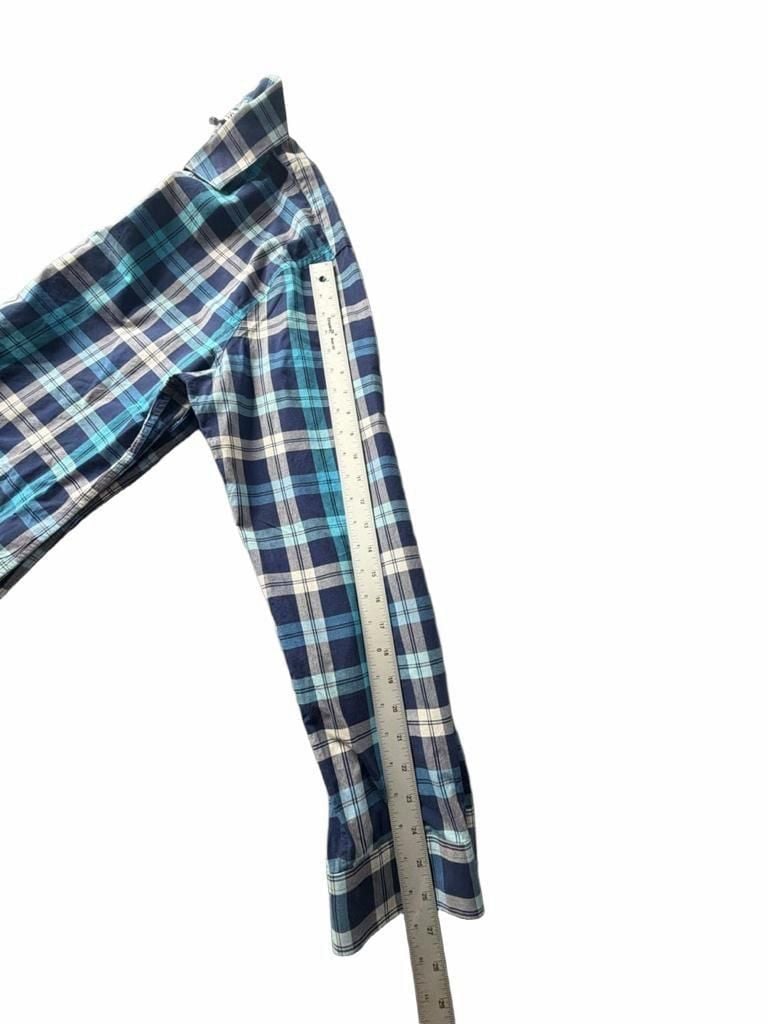 Express Extra Slim Fit Plaid Shirt Size XL 17-17.5 Blue Long Sleeve 11