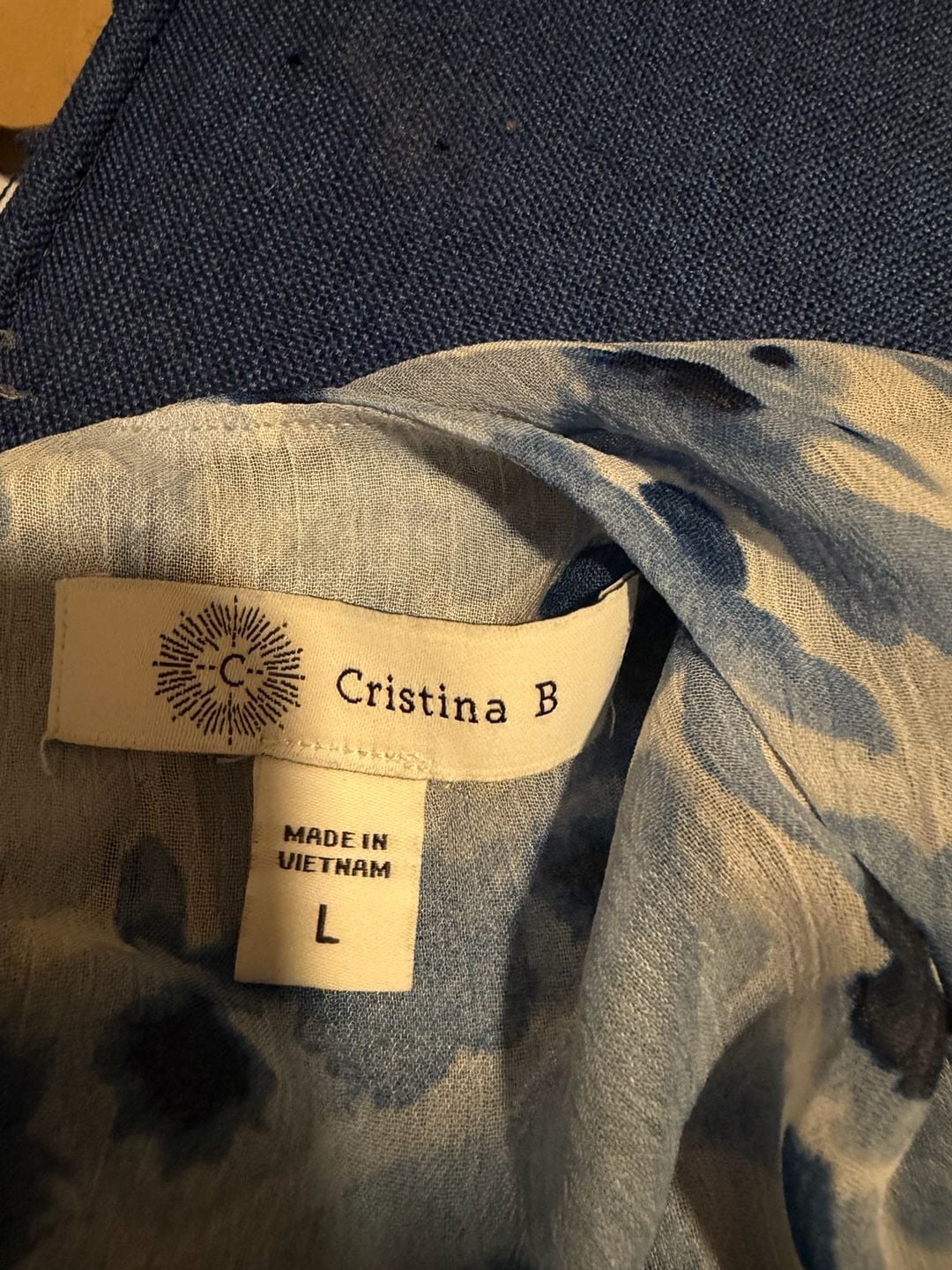 Cristina B. Sleeveless Blouse Size L Blue Floral Sheer Layered 5
