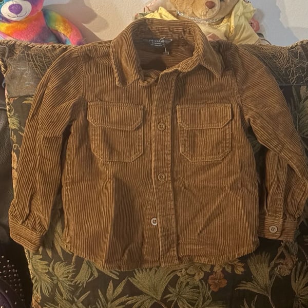 Primark Corduroy Button-Down Shirt Size 3-4YRS Brown