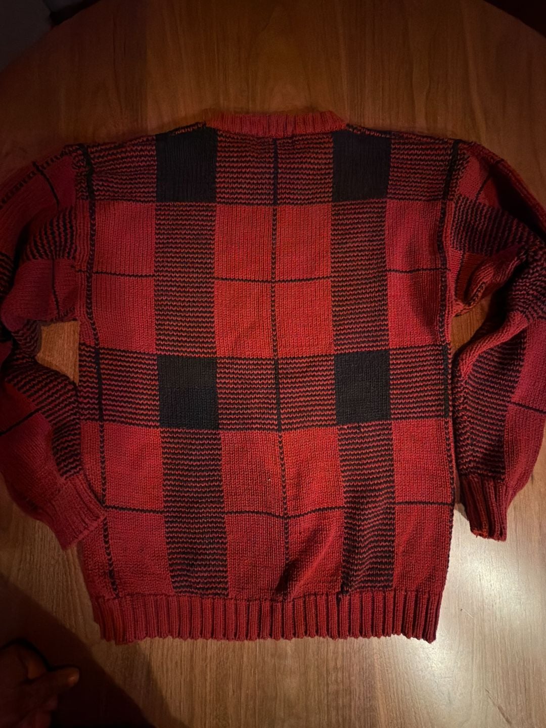 Chaps Ralph Lauren Sweater Size M Red Black Buffalo Check Cotton 5