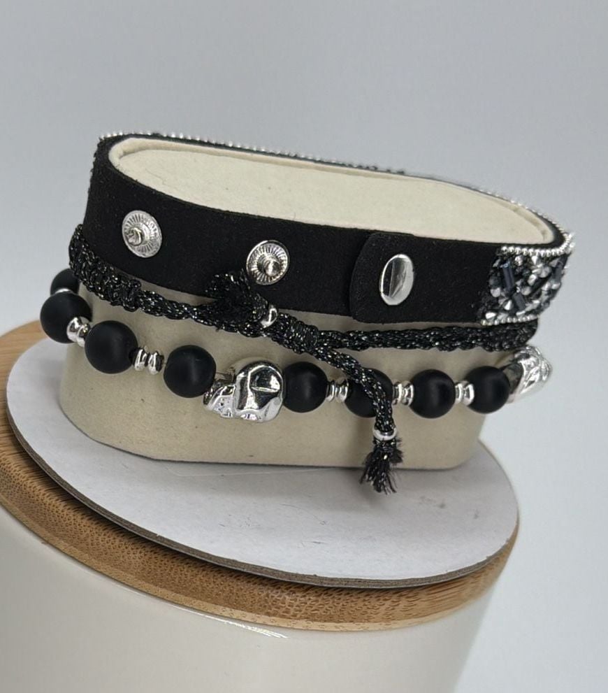 Bomb Party Barbosa's Revenge Stack Bracelet Black Silver Skulls 5