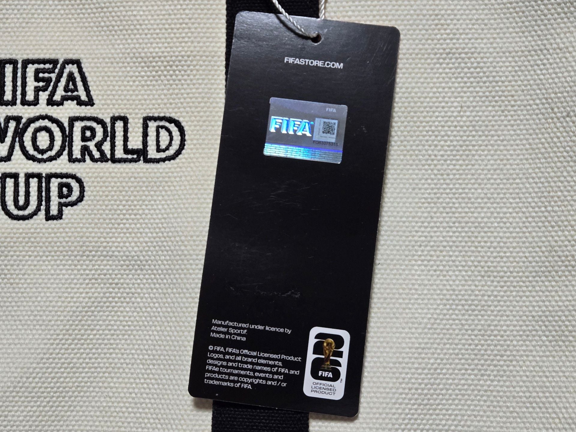 FIFA World Cup Canvas Tote Bag Black White 5