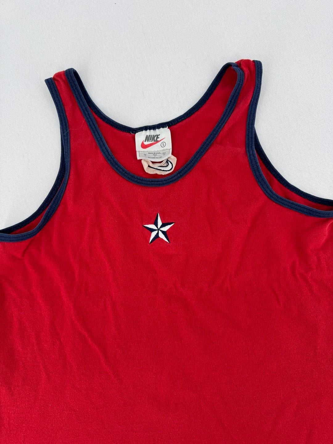 Nike Tank Top Size S Red Navy Star Embroidered Made in USA 2