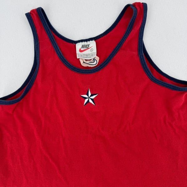 Nike Tank Top Size S Red Navy Star Embroidered Made in USA