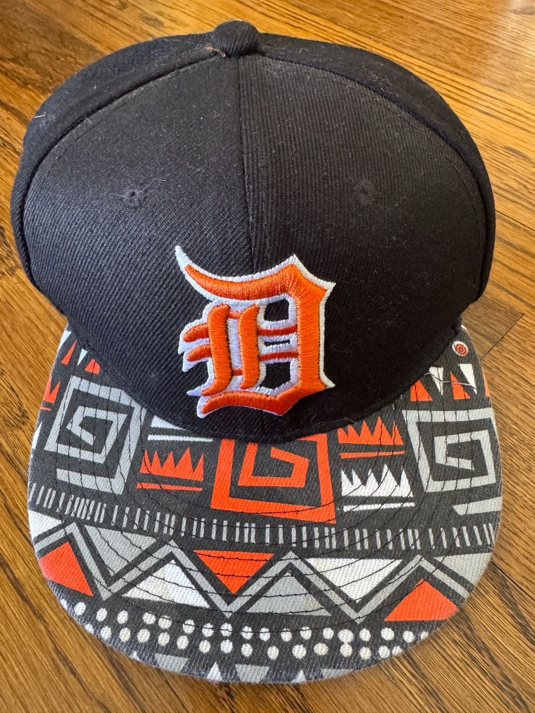 New Era Detroit Tigers Snapback Hat Black Patterned Flat Bill Cap 2