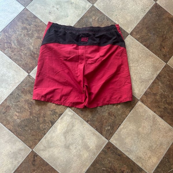 Nike Swim Trunks Size M Red Black Drawstring Board Shorts