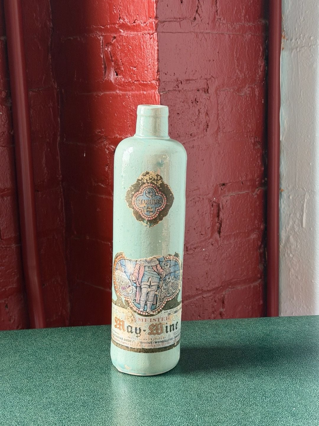 Beameister May Wine Stoneware Bottle Jade Green Vintage 1