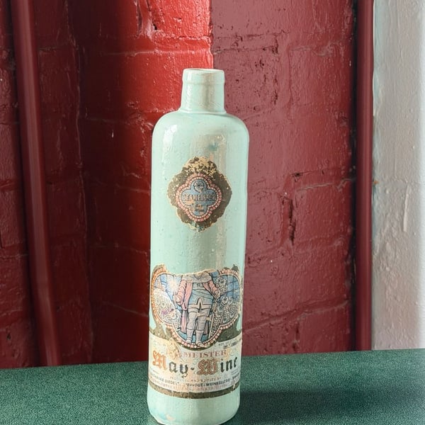 Beameister May Wine Stoneware Bottle Jade Green Vintage